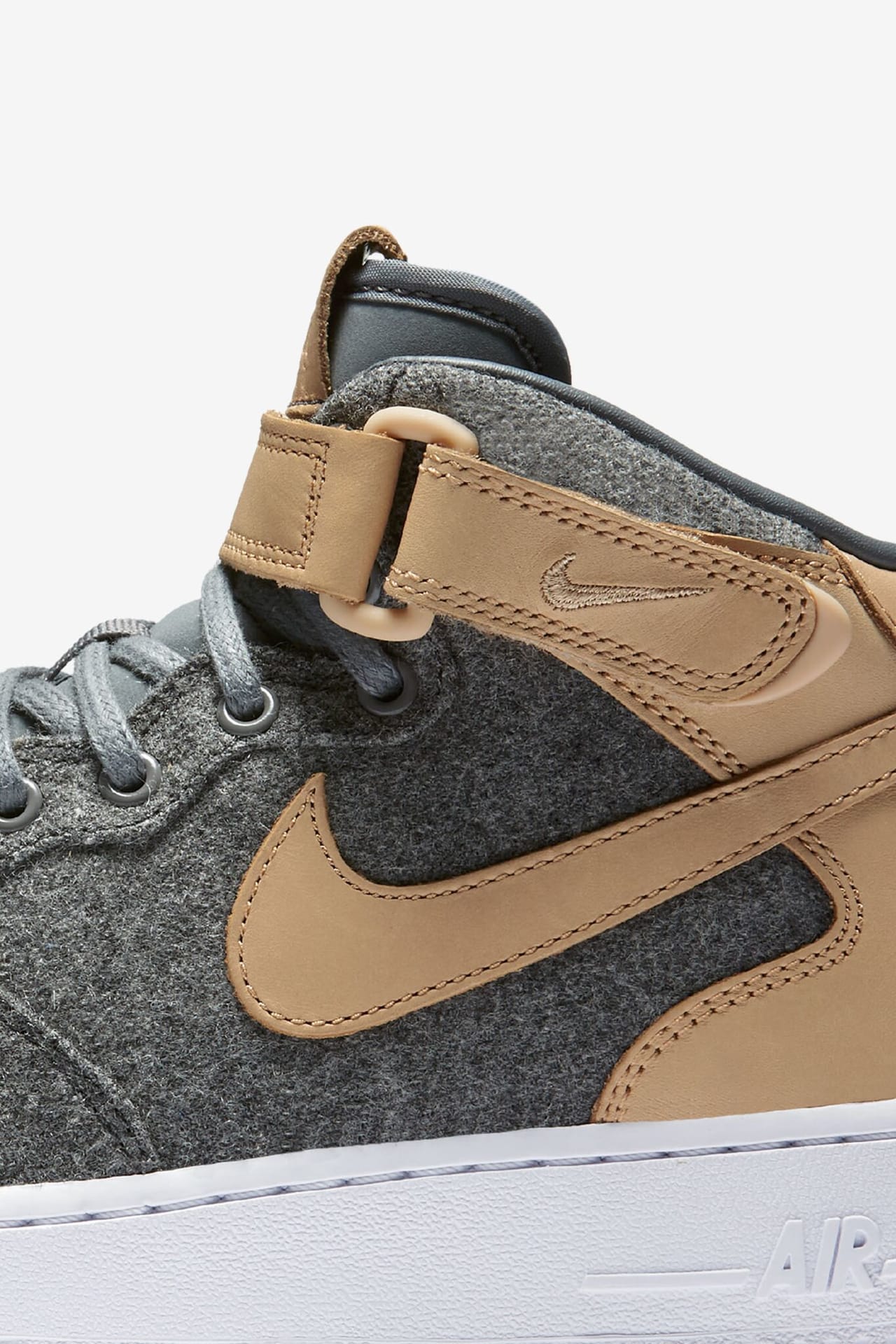 Womens Nike Air Force 1 Mid Leather ‘Cool Grey & Vachetta Tan'.