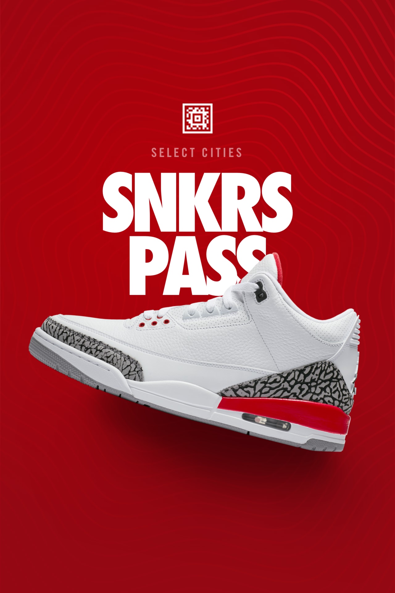 Air Jordan 3 White Red SNKRS PASS Select Cities. Nike SNKRS