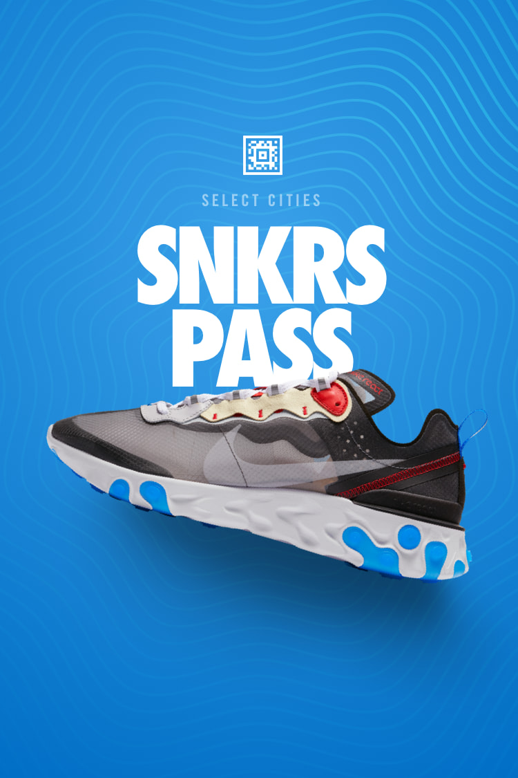 Nike React Element 87 Dark Grey SNKRS Pass Select Cites. Nike SNKRS