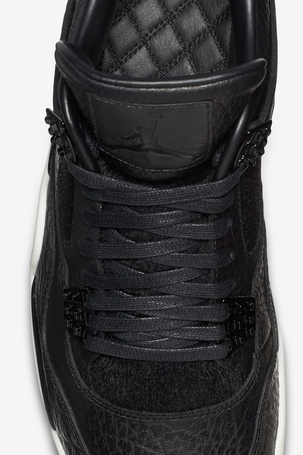 Jordan 4 all black leather best sale