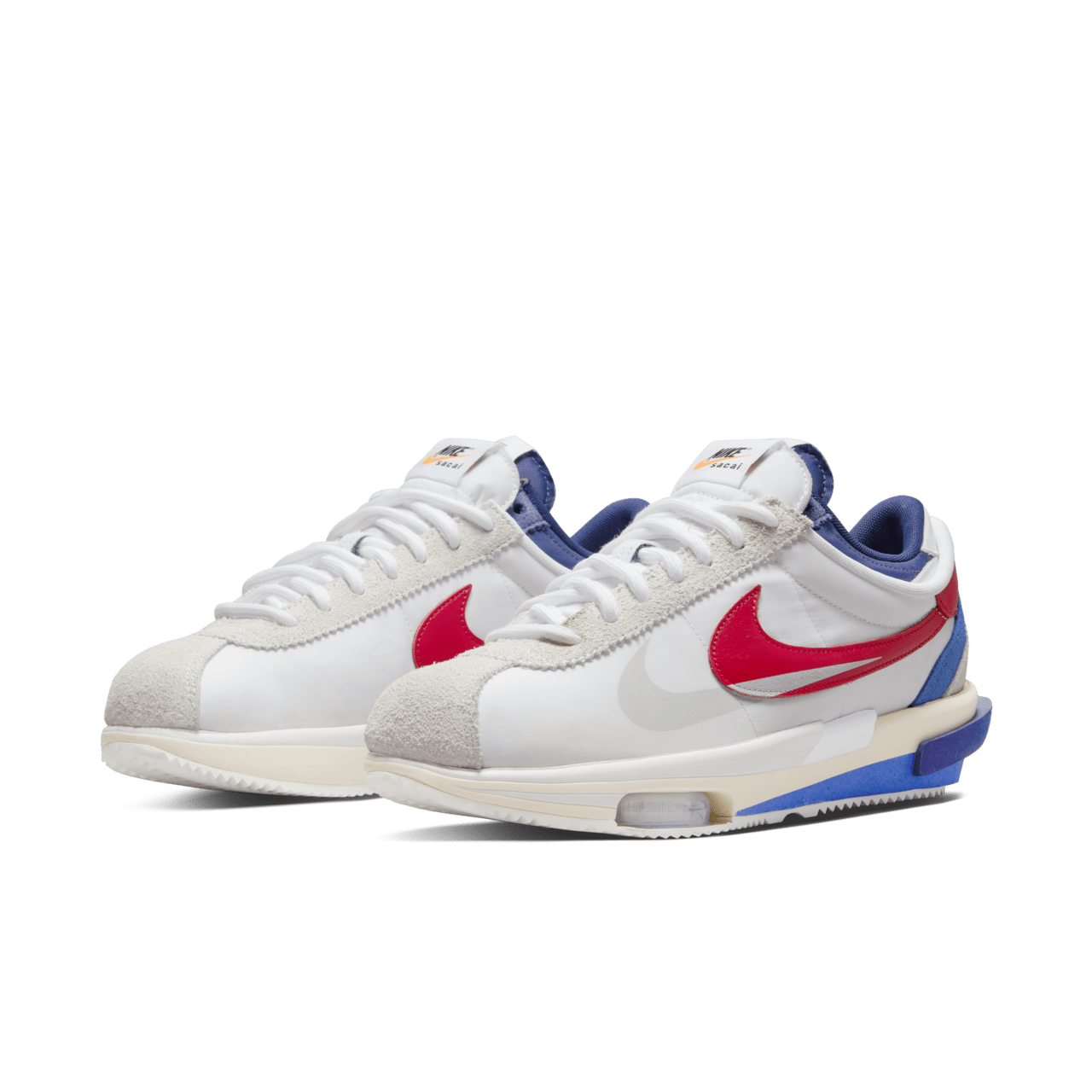 วันเปิดตัว Zoom Cortez x sacai "White and University Red" (DQ0581-100)