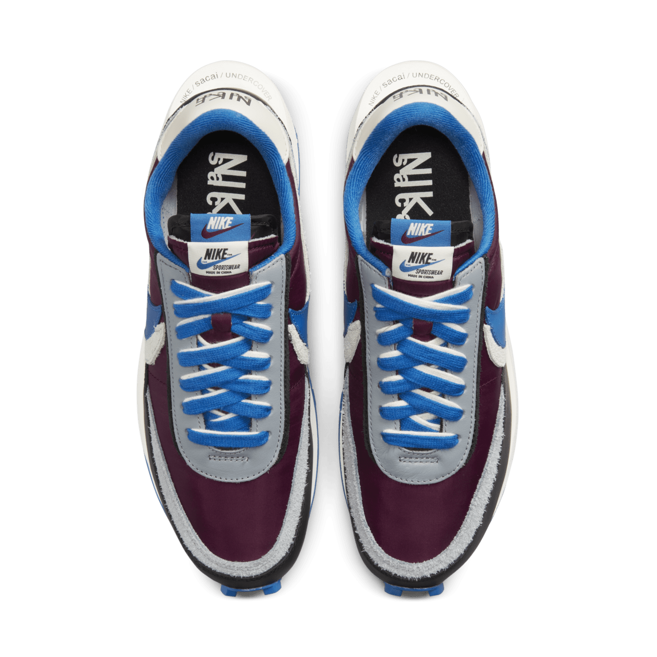 LDWaffle x sacai x UNDERCOVER Night Maroon and Team Royal DJ4877 600 Release Date. Nike SNKRS