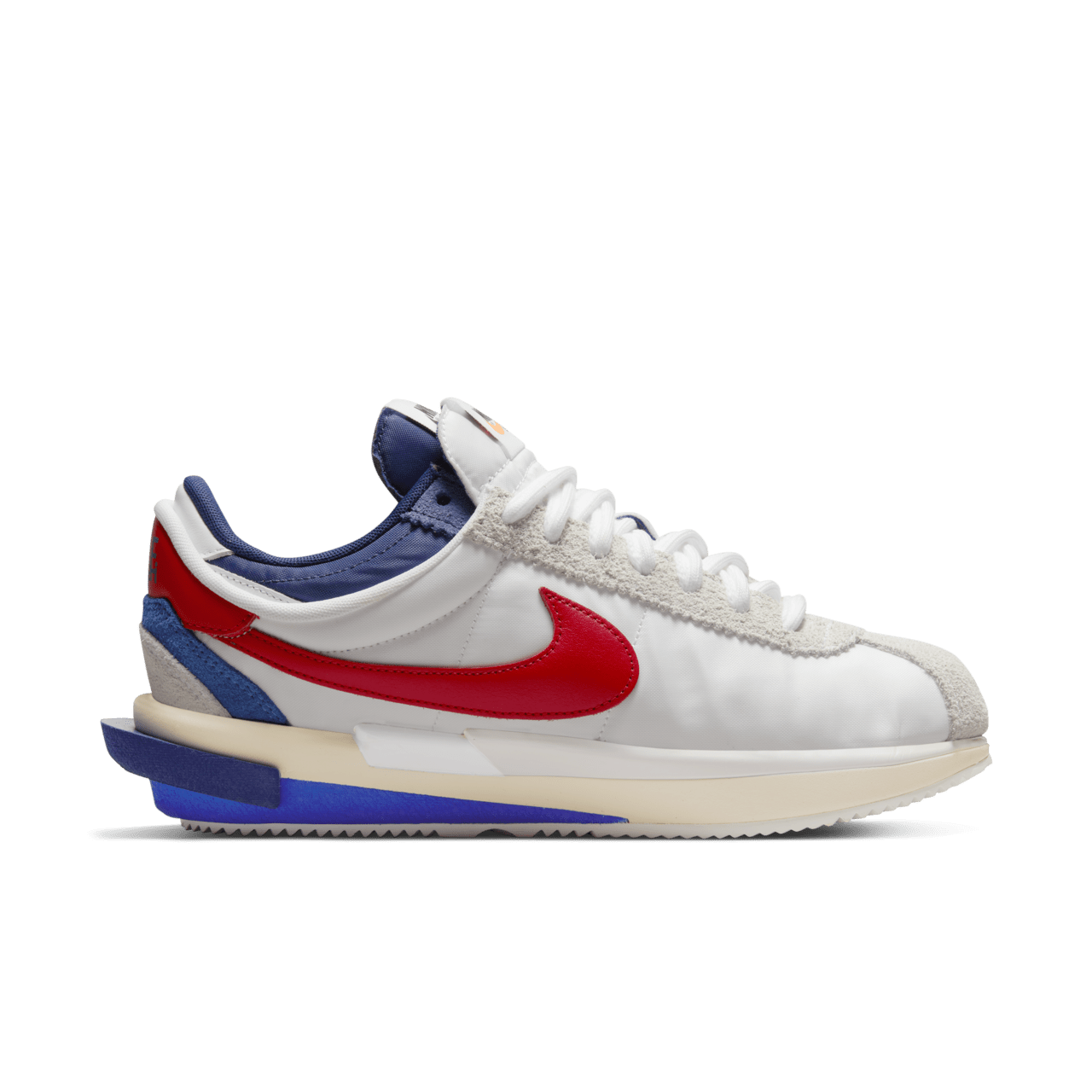 วันเปิดตัว Zoom Cortez x sacai "White and University Red" (DQ0581-100)