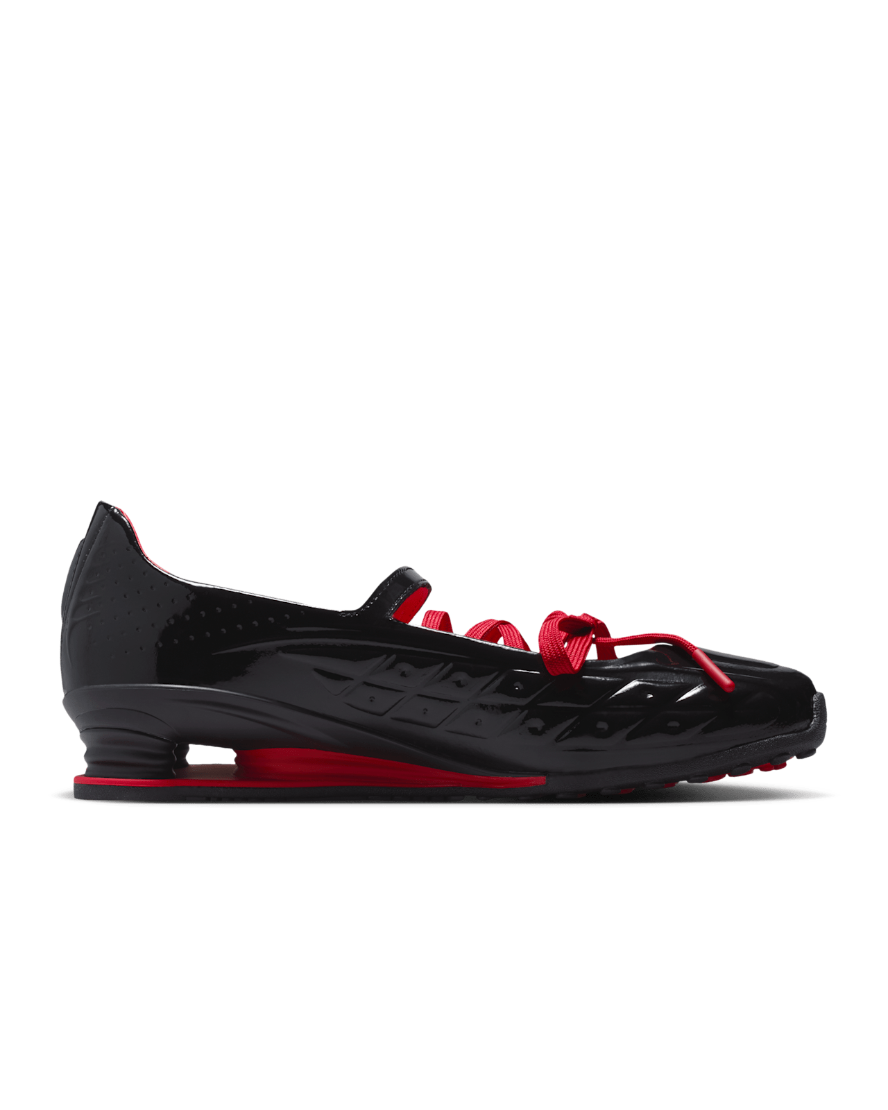 Fecha de lanzamiento de los Shox Z Calistra x LABELHOOD "Black and University Red" para mujer (IW7881-001)