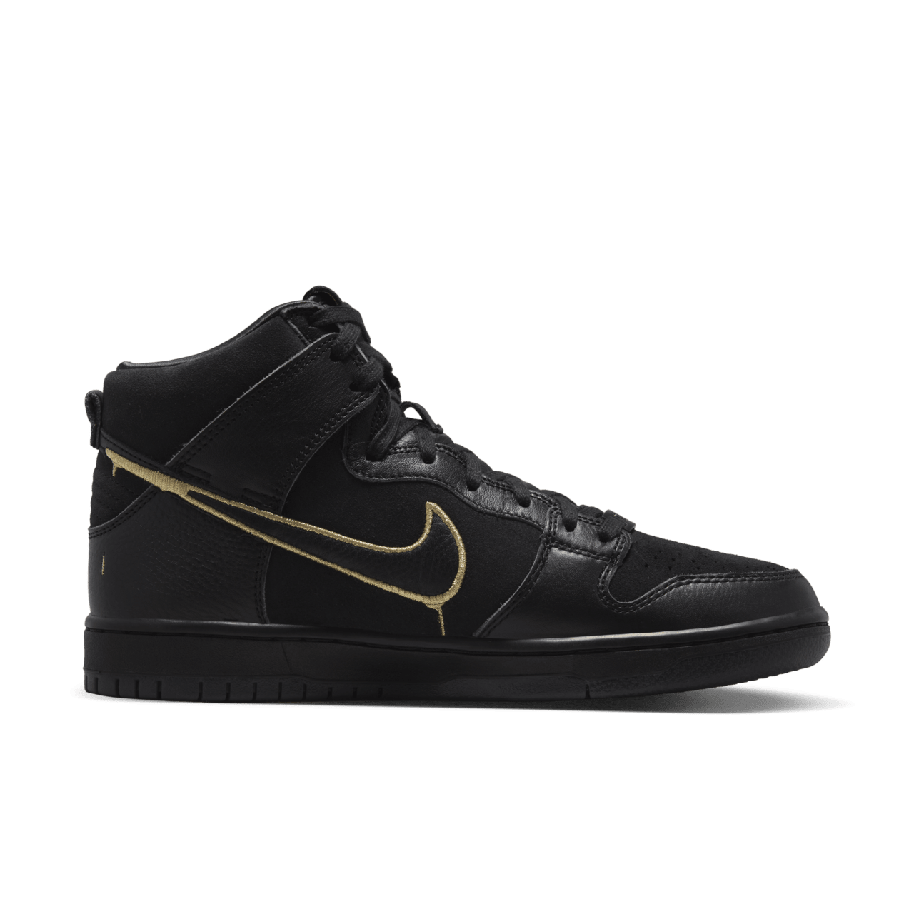 Fecha de lanzamiento del SB Dunk High x FAUST Black and Metallic Gold DH7755 001 Nike SNKRS