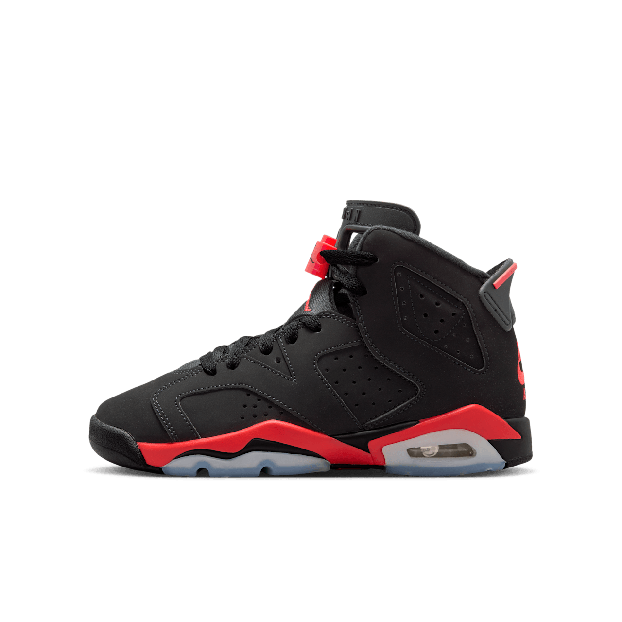 Big Kids' Air Jordan 6 Retro 'Infrared Salesman' Black and Light Crimson (IQ1275-001)