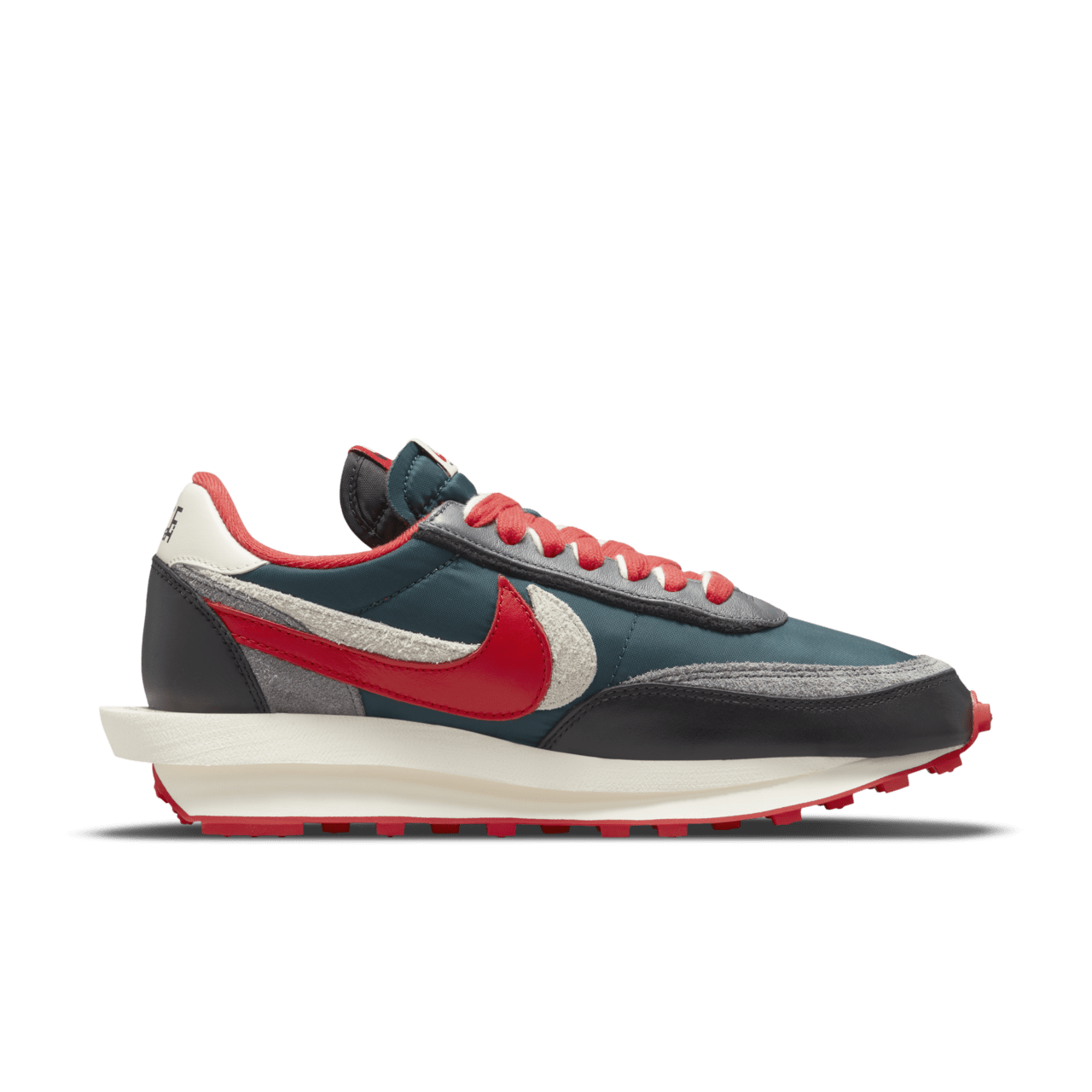 LDWaffle x sacai x UNDERCOVER Midnight Spruce and University Red DJ4877 300 Release Date. Nike SNKRS