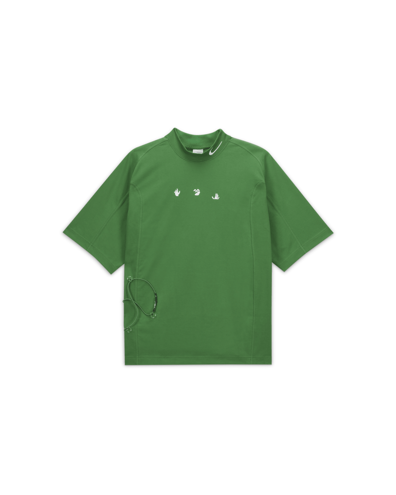 Green shops off white shirt