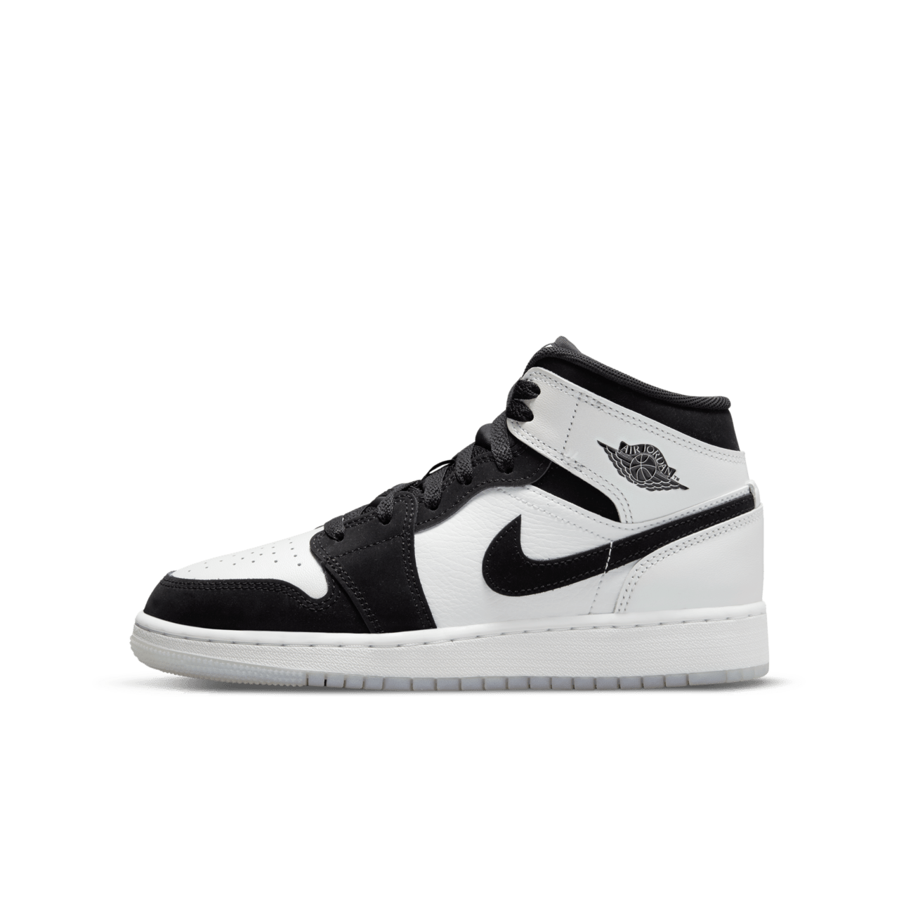 Air jordan 1 mid white white black on sale