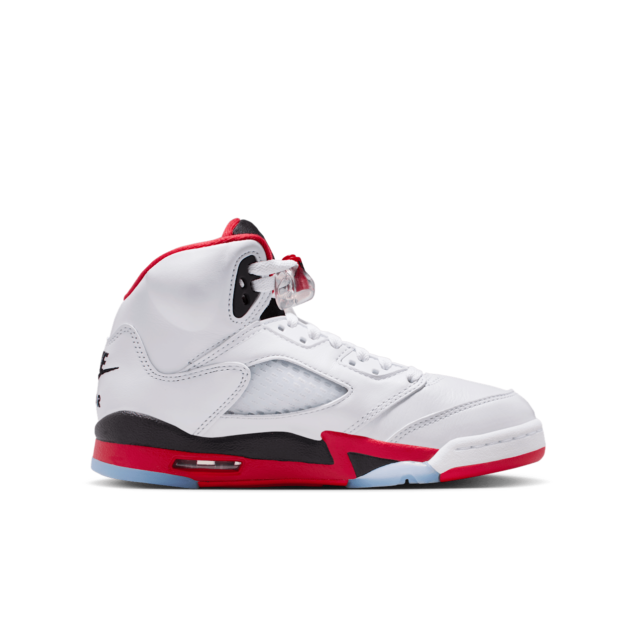 Big Kids' Air Jordan 5 'Fire Red' "Black Tongue" (HQ7980-101)