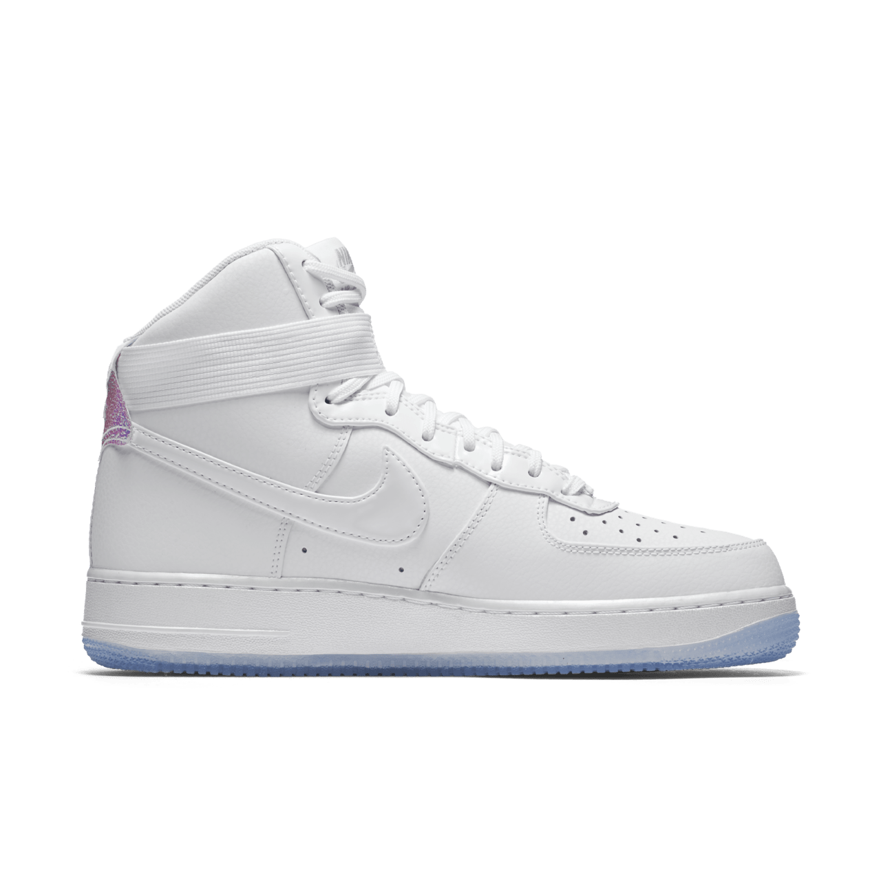 Nike air force 1 white iridescent swoosh best sale