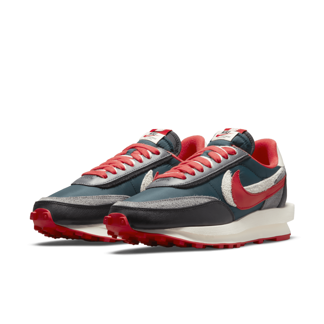 LDWaffle x sacai x UNDERCOVER Midnight Spruce and University Red DJ4877 300 Release Date. Nike SNKRS