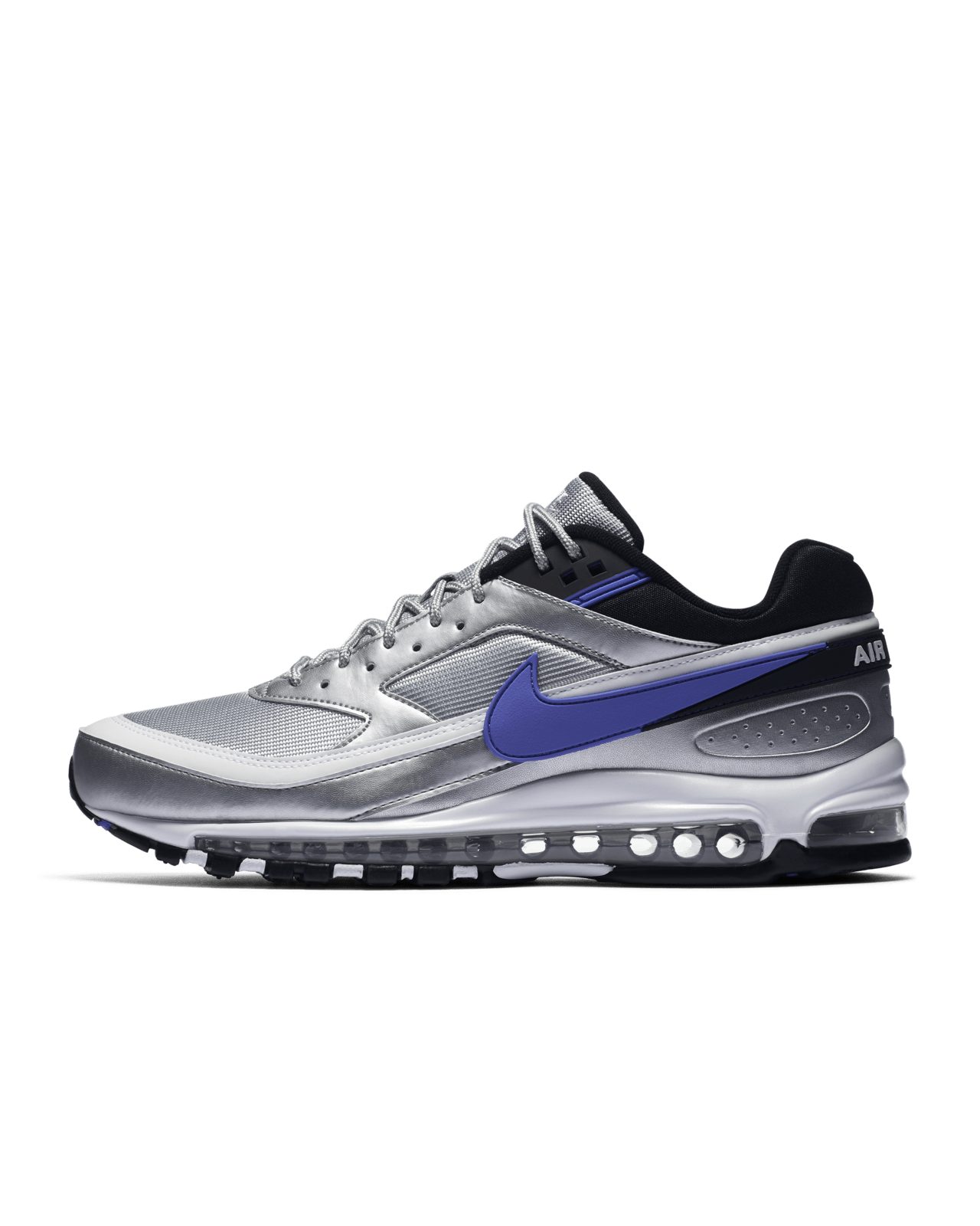 97 BW Metallic Silver and Persian Violet and White Nike SNKRS