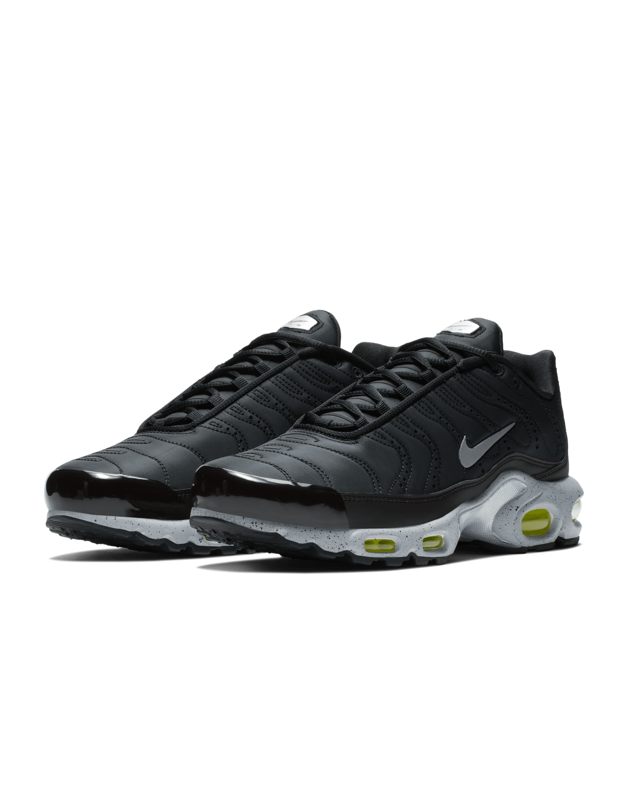 Nike Air Max Plus Premium Black Matte Silver Volt Release Date. Nike SNKRS