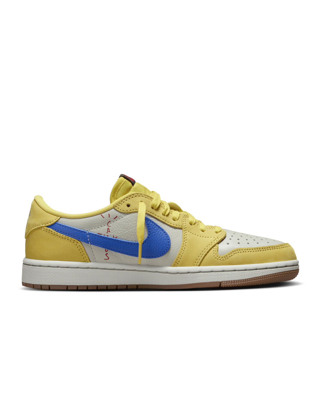 Lanseringsdato for Air Jordan 1 Low x Travis Scott «Canary» til dame (DZ4137-700