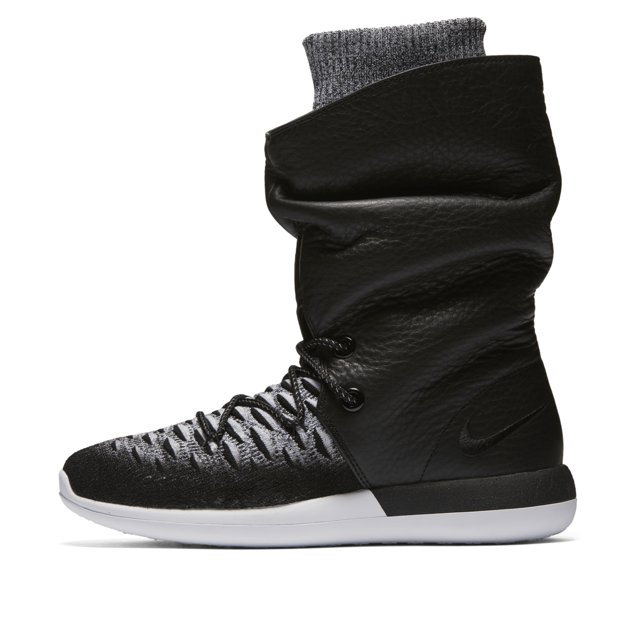 Nike Roshe Two Flyknit Hi Sneakerboot Black White fur Damen. Erscheinungsdatum. Nike SNKRS