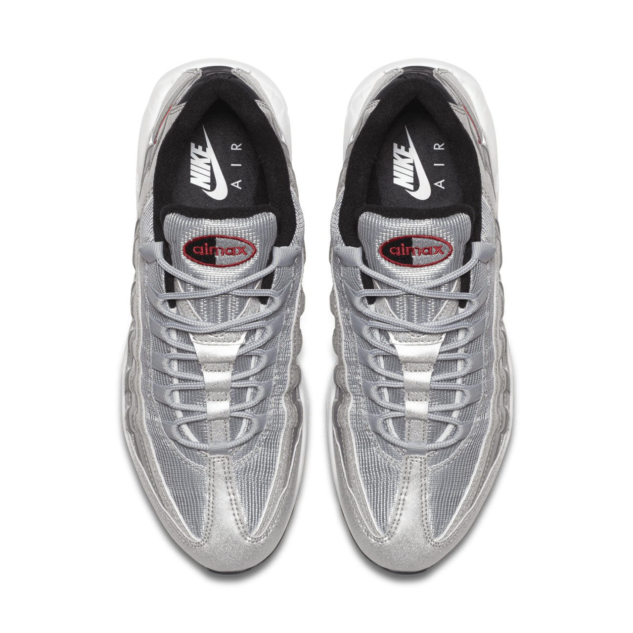 Nike air max 95 silver red best sale