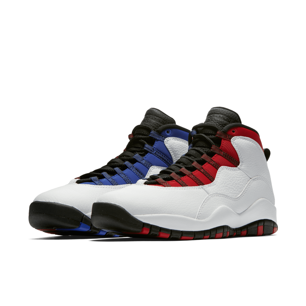 Red blue and white jordan 10 on sale