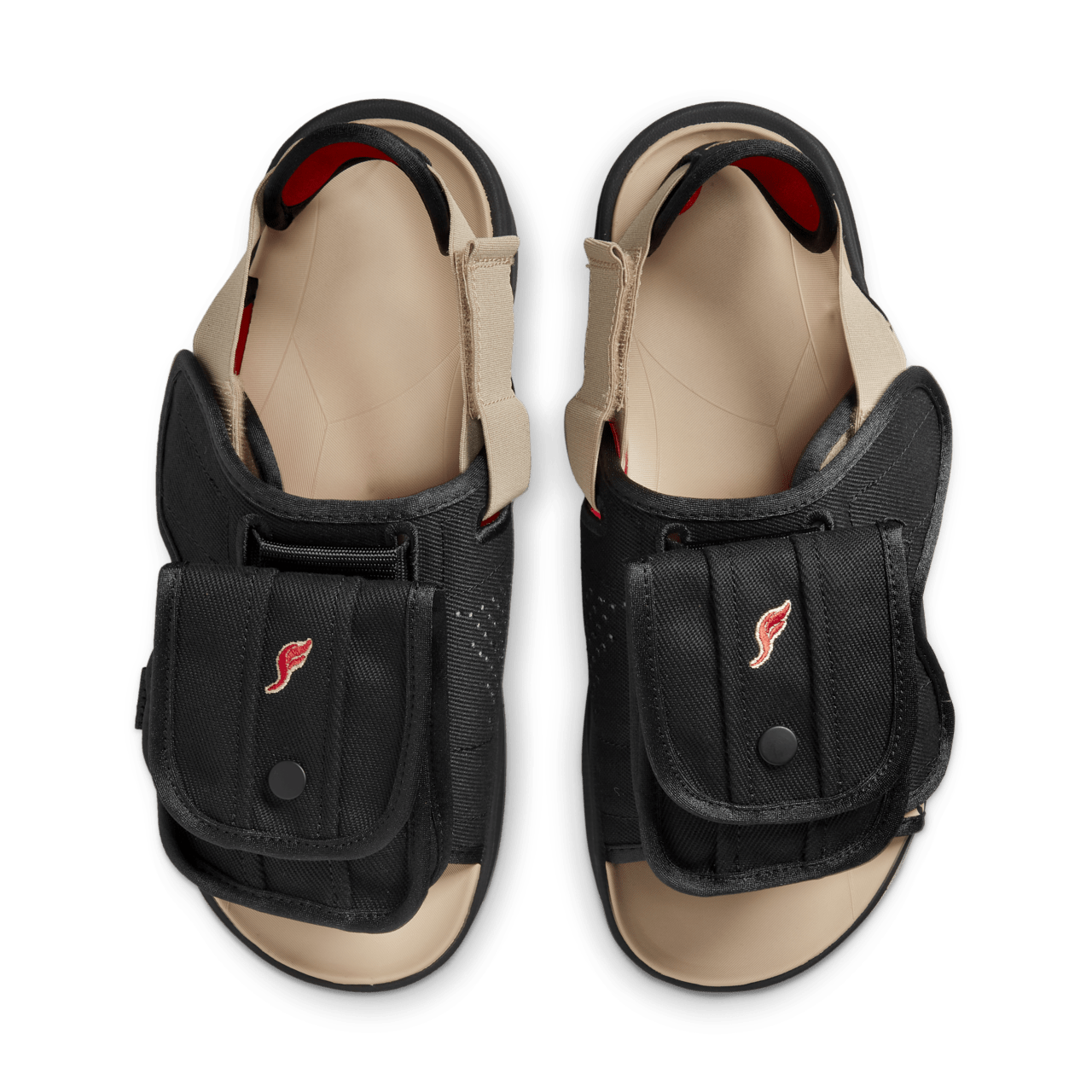 วันเปิดตัวรองเท้าแตะแบบสวม Jordan LS x SoleFly “Black and Sport Red” (DO1872-001)