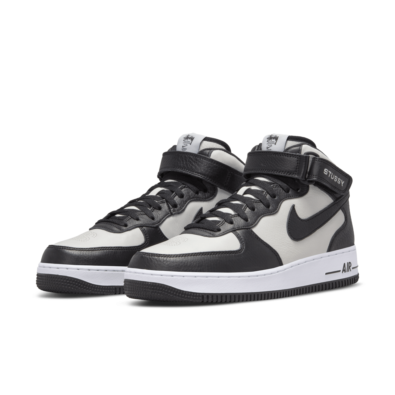 Air Force 1 Mid x Stüssy 'Black and Light Bone' (DJ7840-002 Air Force 1 Mid x Stüssy 'Black and Light Bone' (DJ7840-002