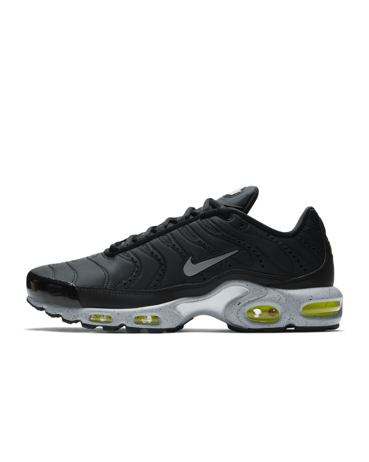 Nike Air Max Plus Premium Black Matte Silver Volt Release Date. Nike SNKRS