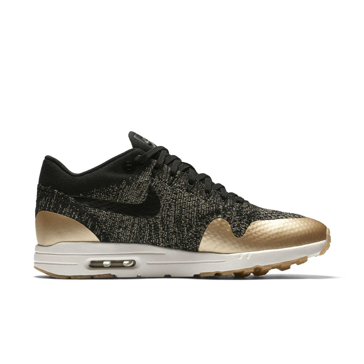 Nike Air Max 1 Ultra 2.0 Flyknit Metallic Black Metallic Gold fur Damen. Nike SNKRS