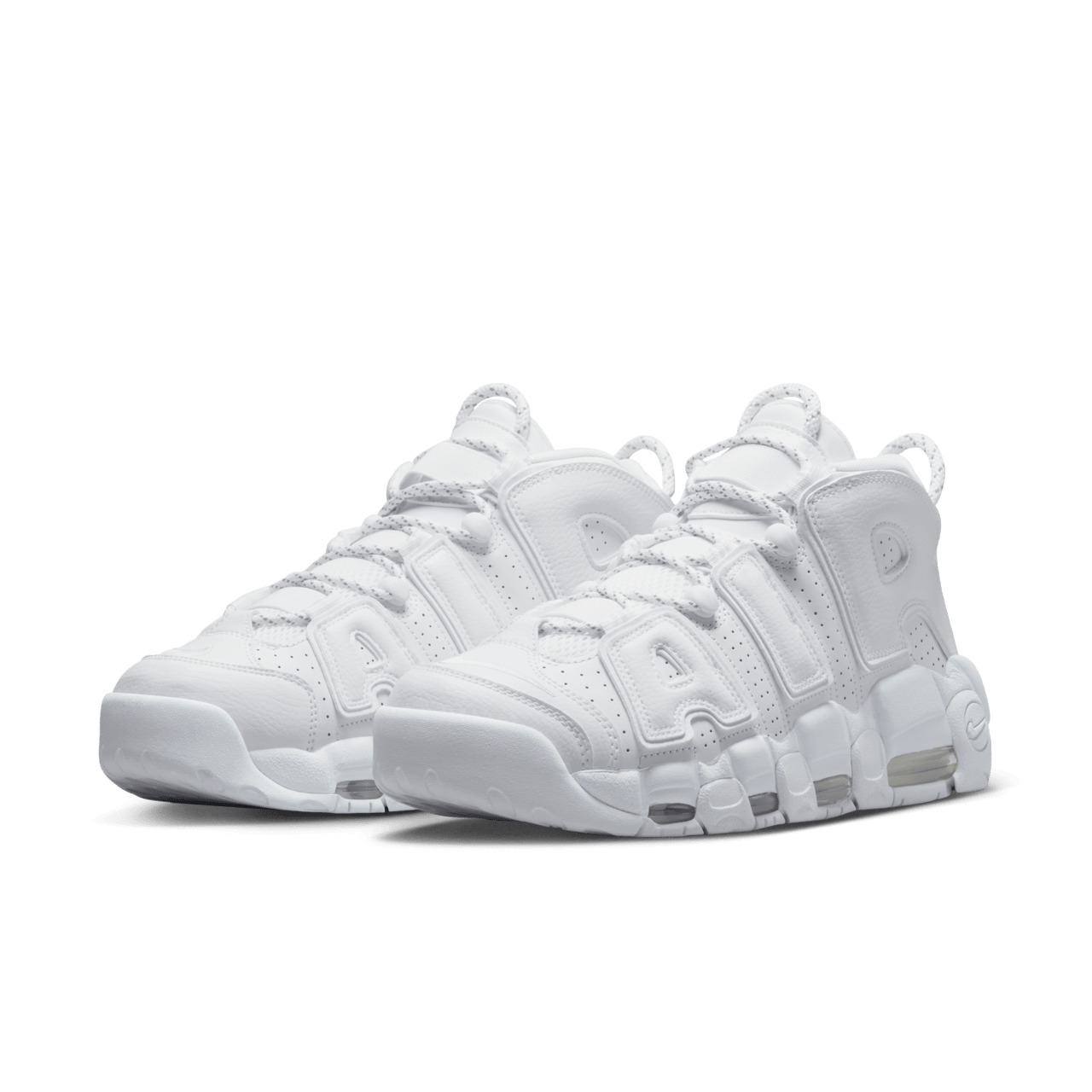 Nike uptempo white on white on sale