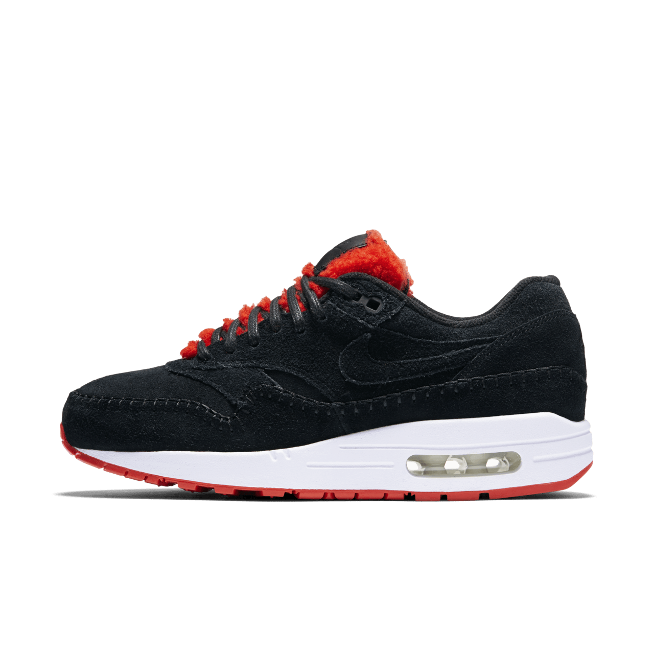 Women s Nike Air Max 1 Premium Black Action Red Nike SNKRS