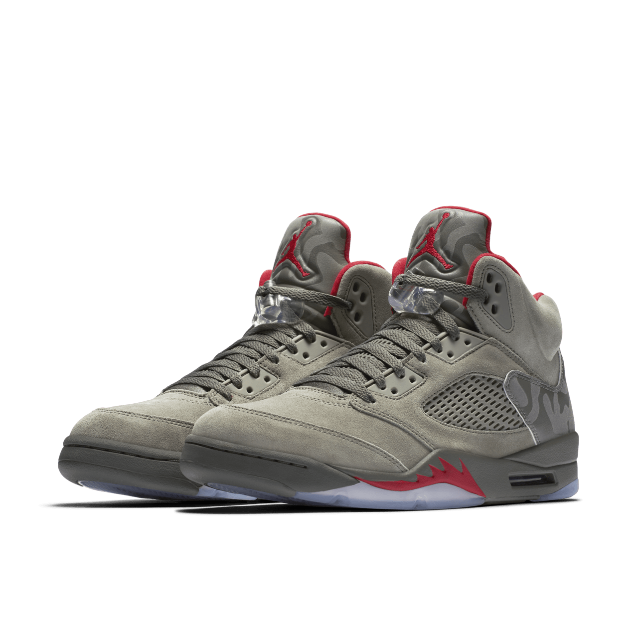 Jordan retro 5 grey and red on sale