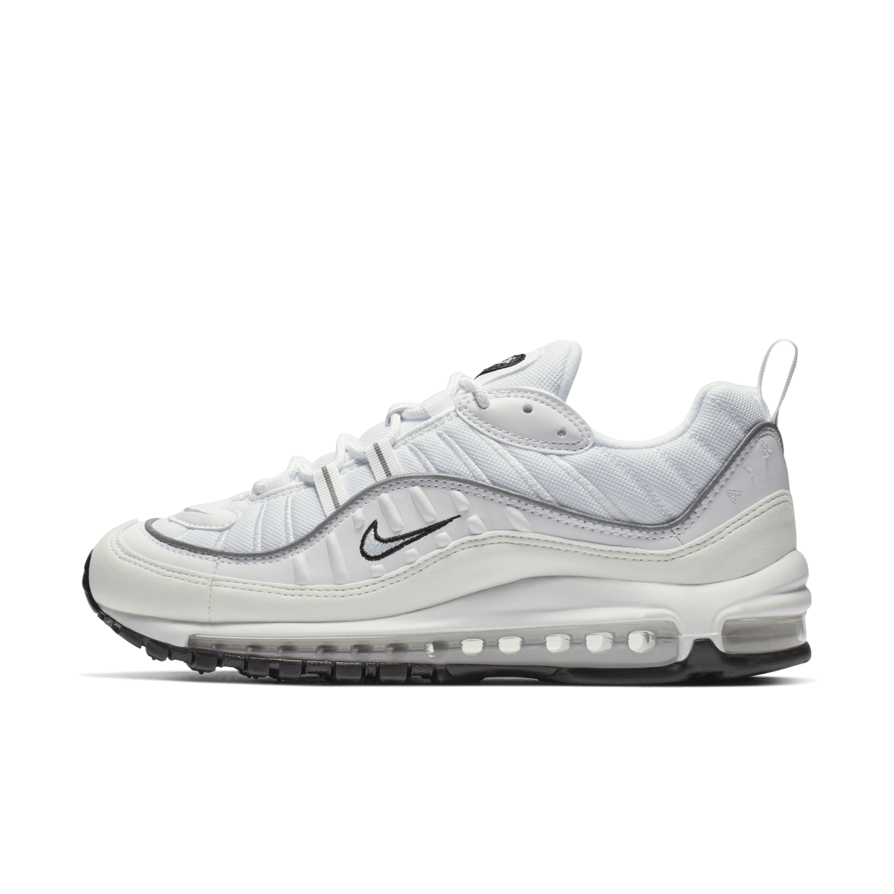 Fecha de lanzamiento de las Nike Air Max 98 White Reflective Silver para mujer. Nike SNKRS