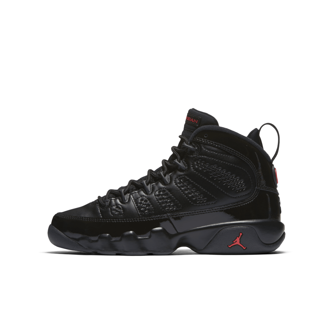 Jordan 9 red black and white online