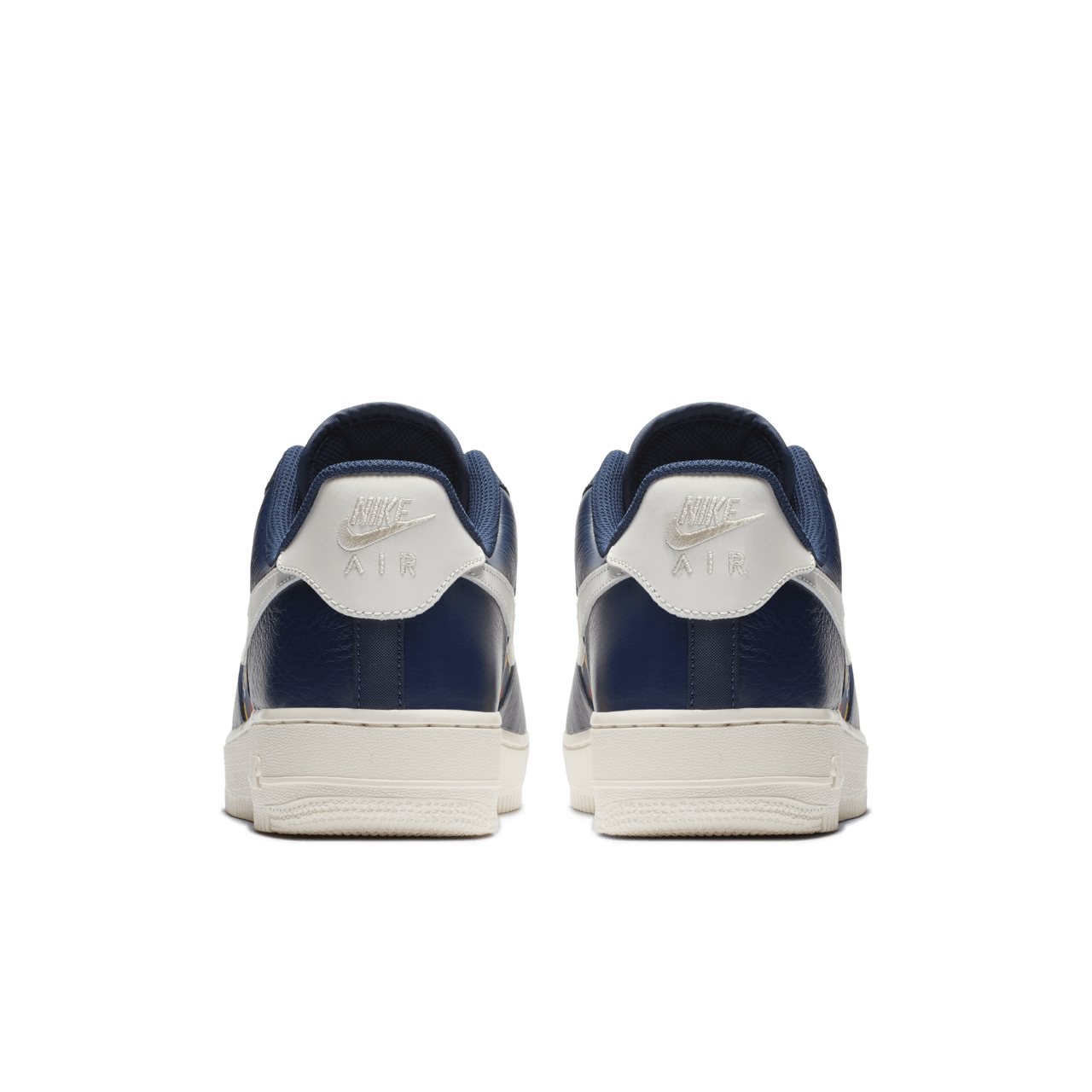 Nike air force 1 navy blue gold best sale