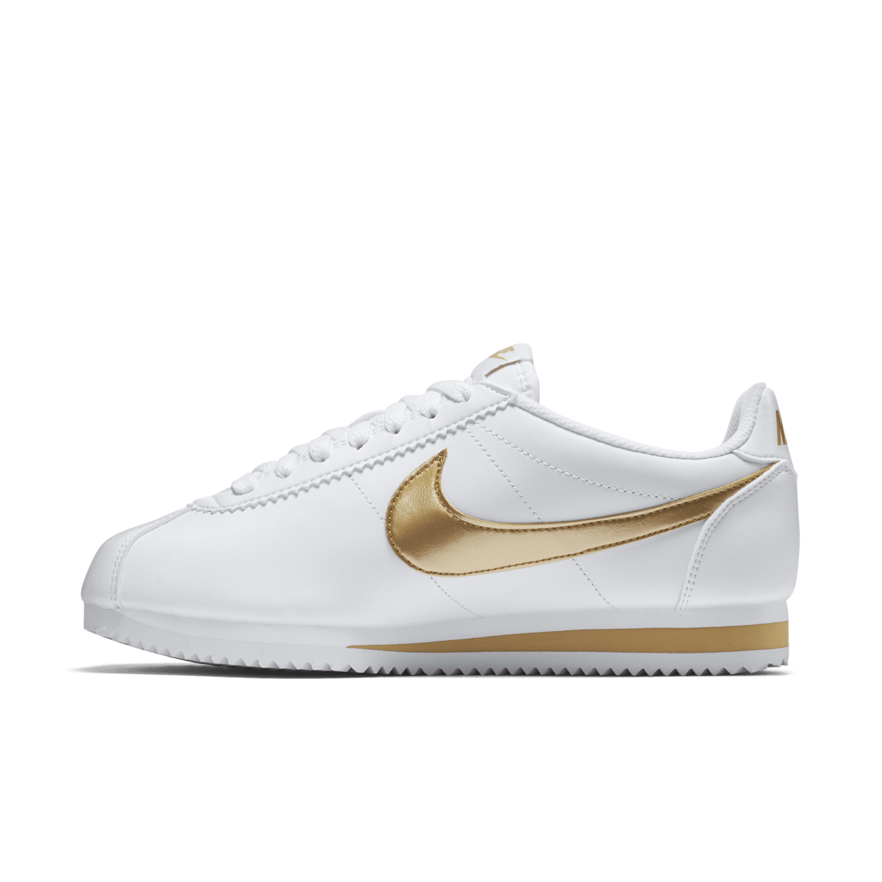 Women s Nike Classic Cortez White Metallic Gold Nike SNKRS