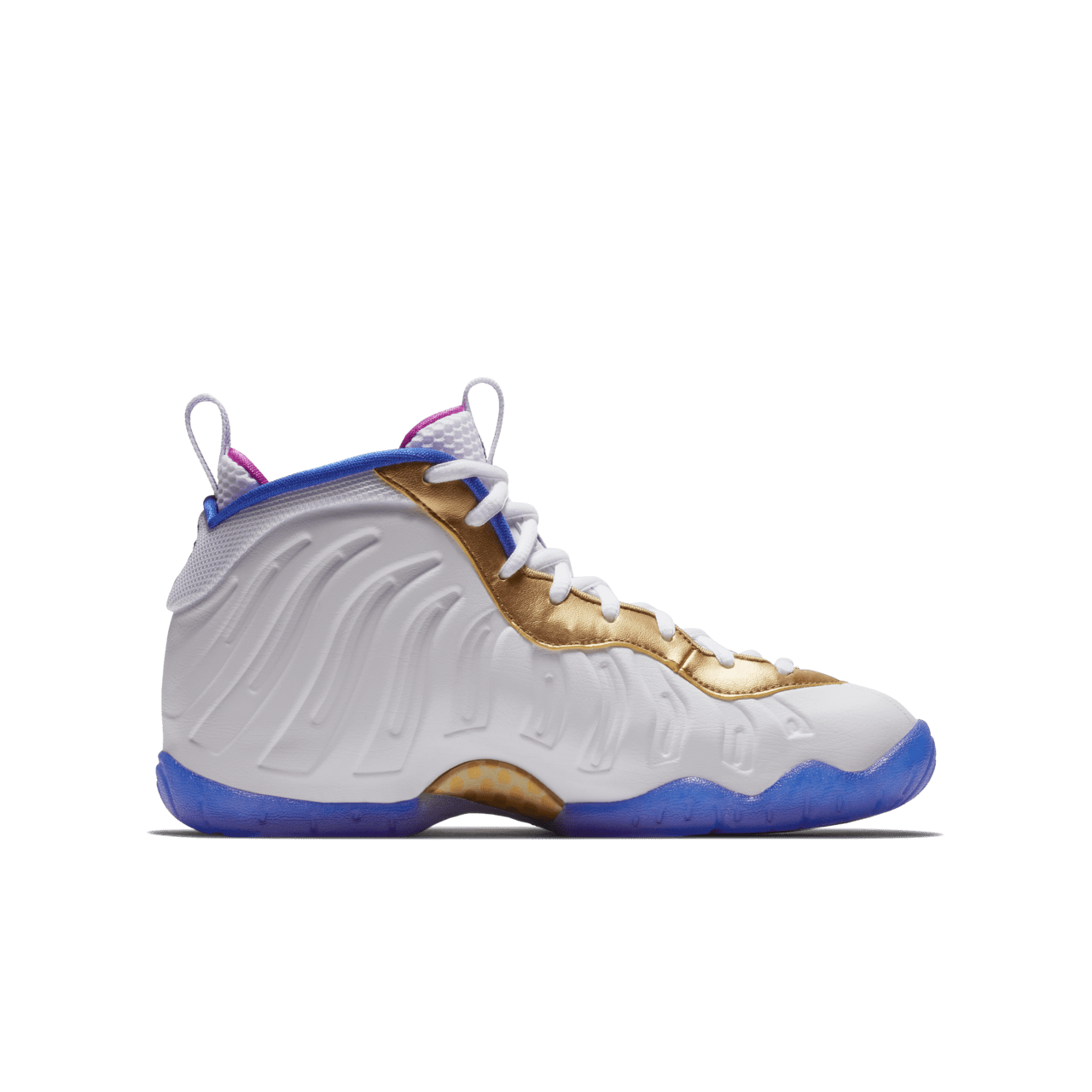 Pink blue and gold foamposites best sale