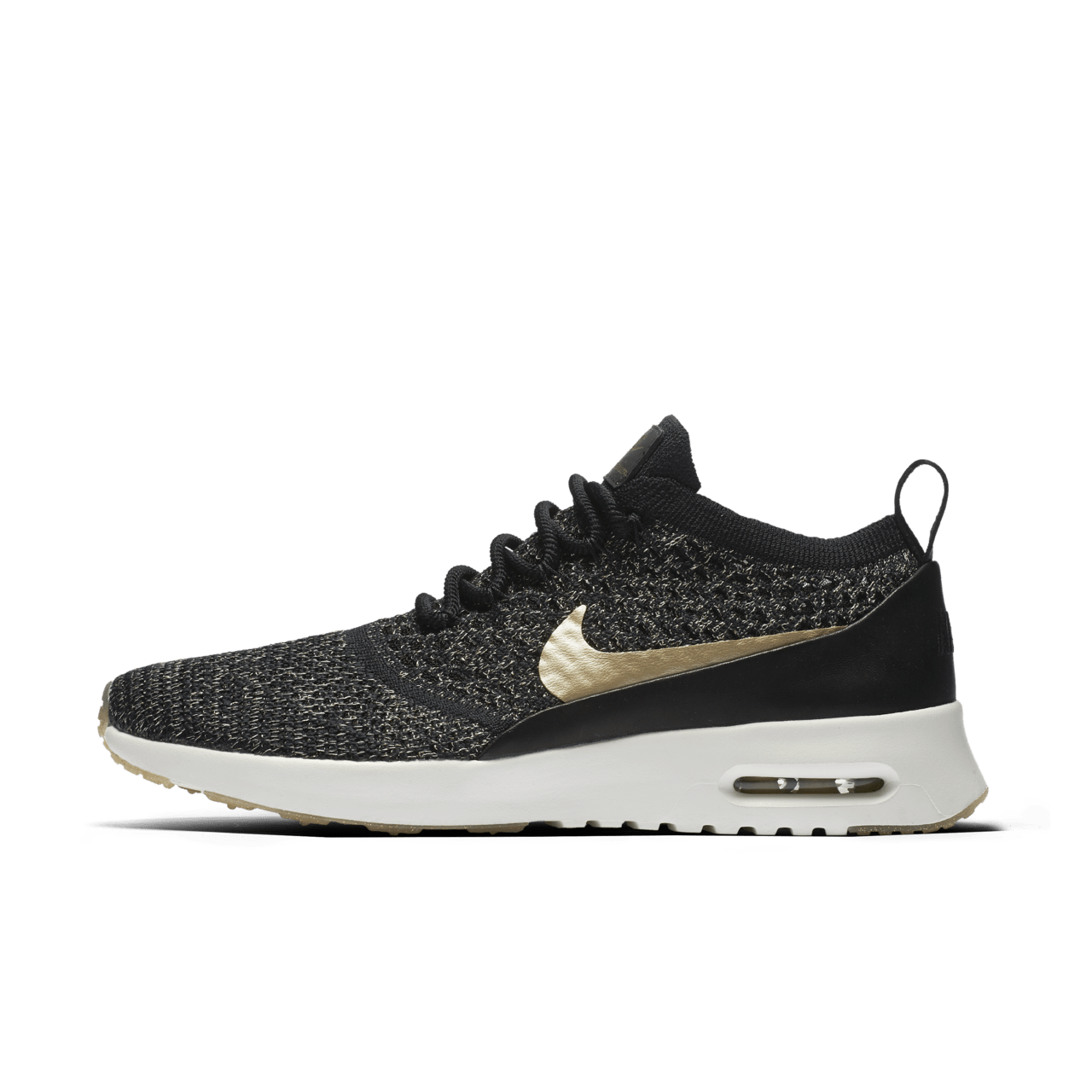 Women s Nike Air Max Thea Ultra Flyknit Metallic Black Metallic Gold Nike SNKRS