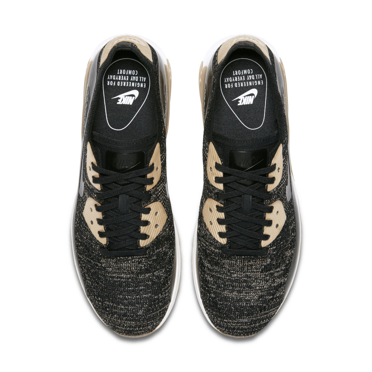 Nike air max 90 womens black and gold best sale