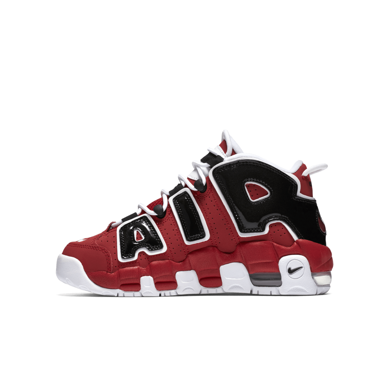 Nike air uptempo black and red hotsell