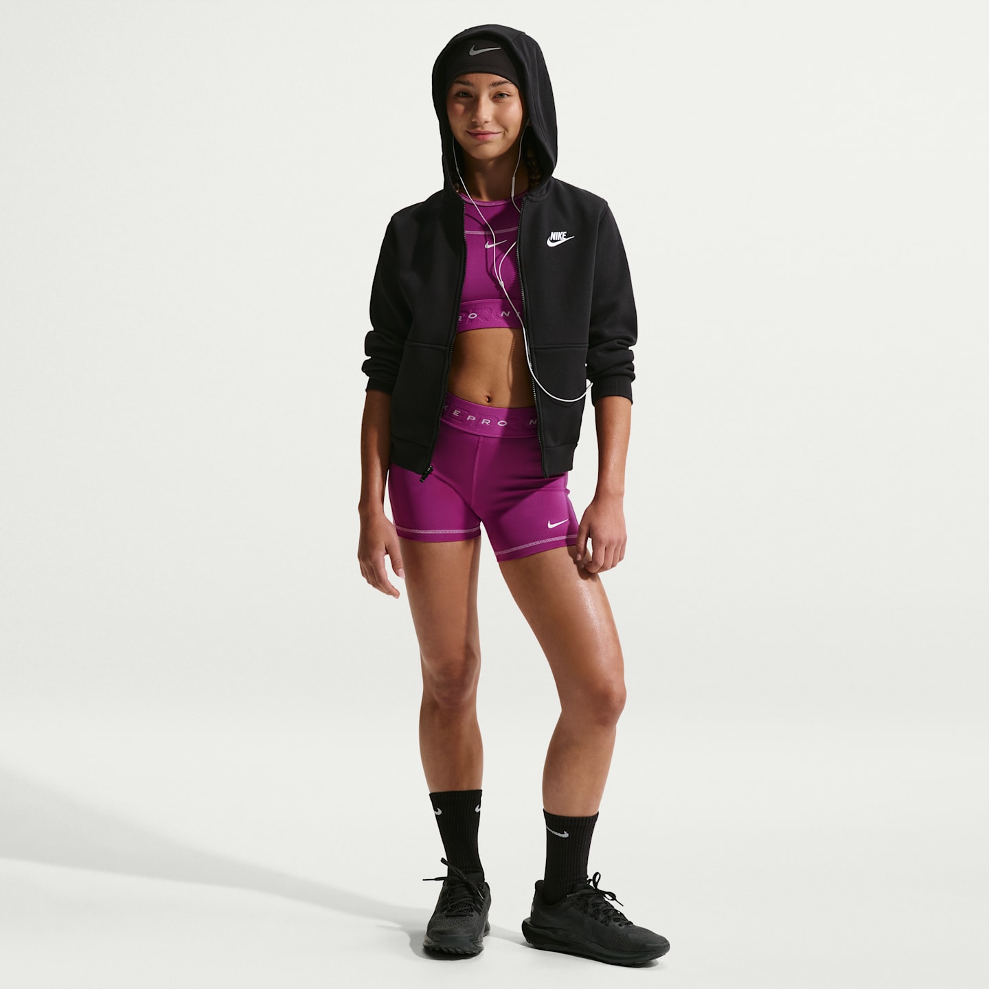 Детский спортивный бра для девочек Nike Pro Swoosh Sport Pack, цвет: Фуксия / Светлый пурпурный — фото 4