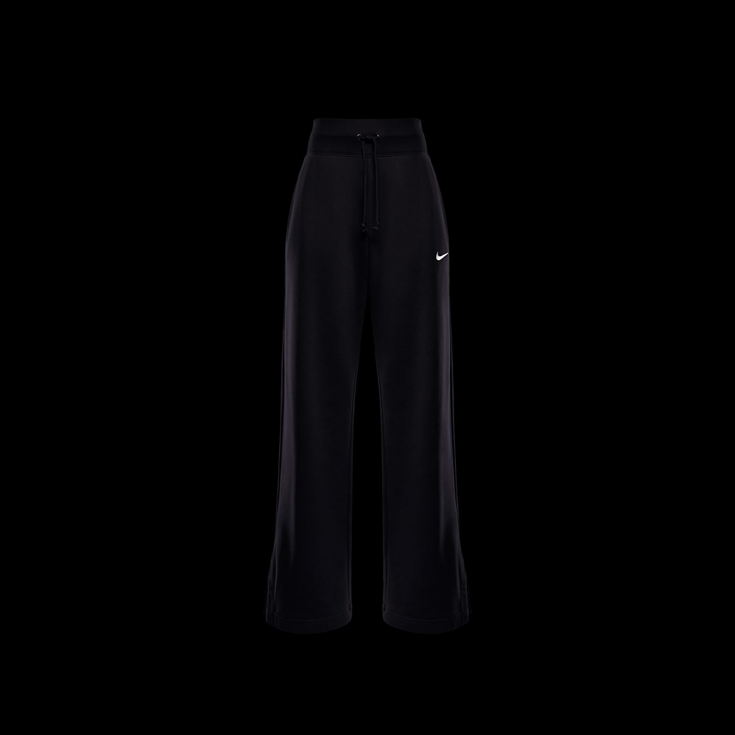 Женские брюки Nike Sportswear Phoenix Fleece High-Waisted Wide-Leg Sweatpants, цвет: Чёрный / Молочный — фото 9