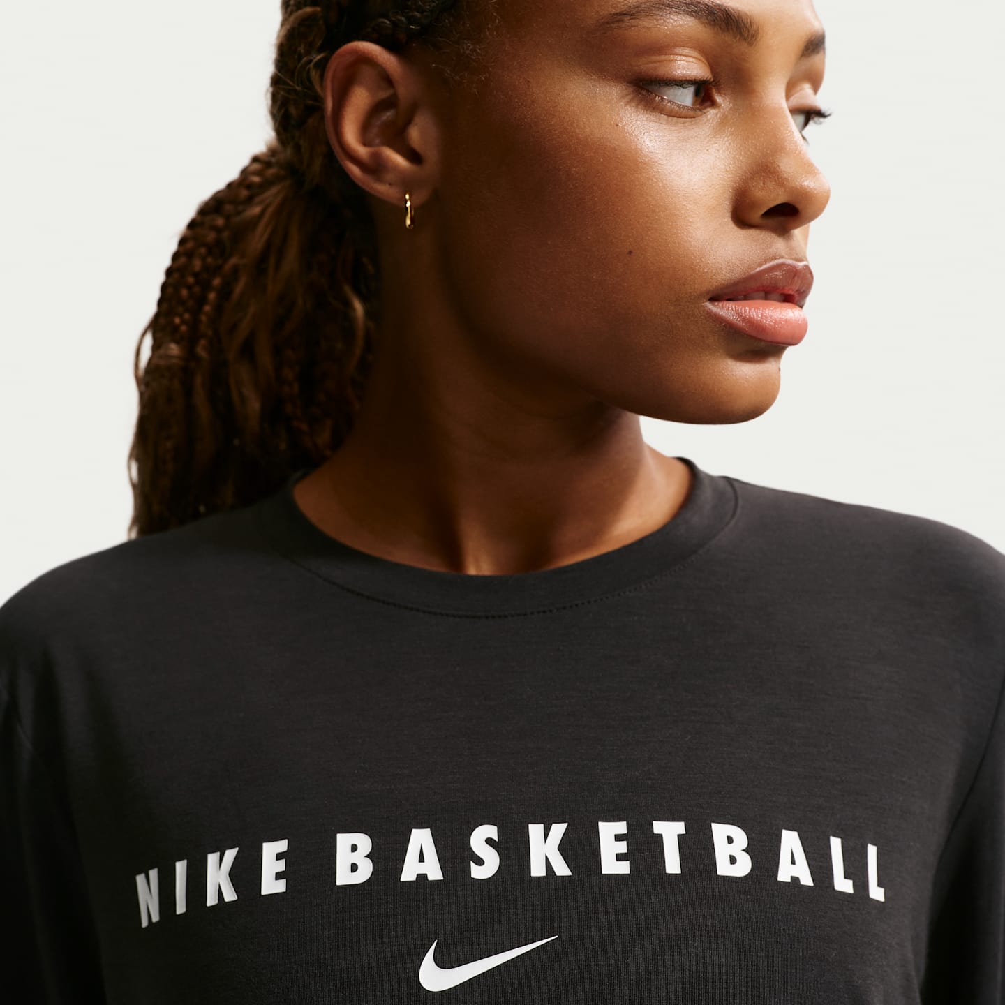 Женский разминочный баскетбольный лонгслив Nike Dri-FIT, цвет: Чёрный / Белый — фото 6