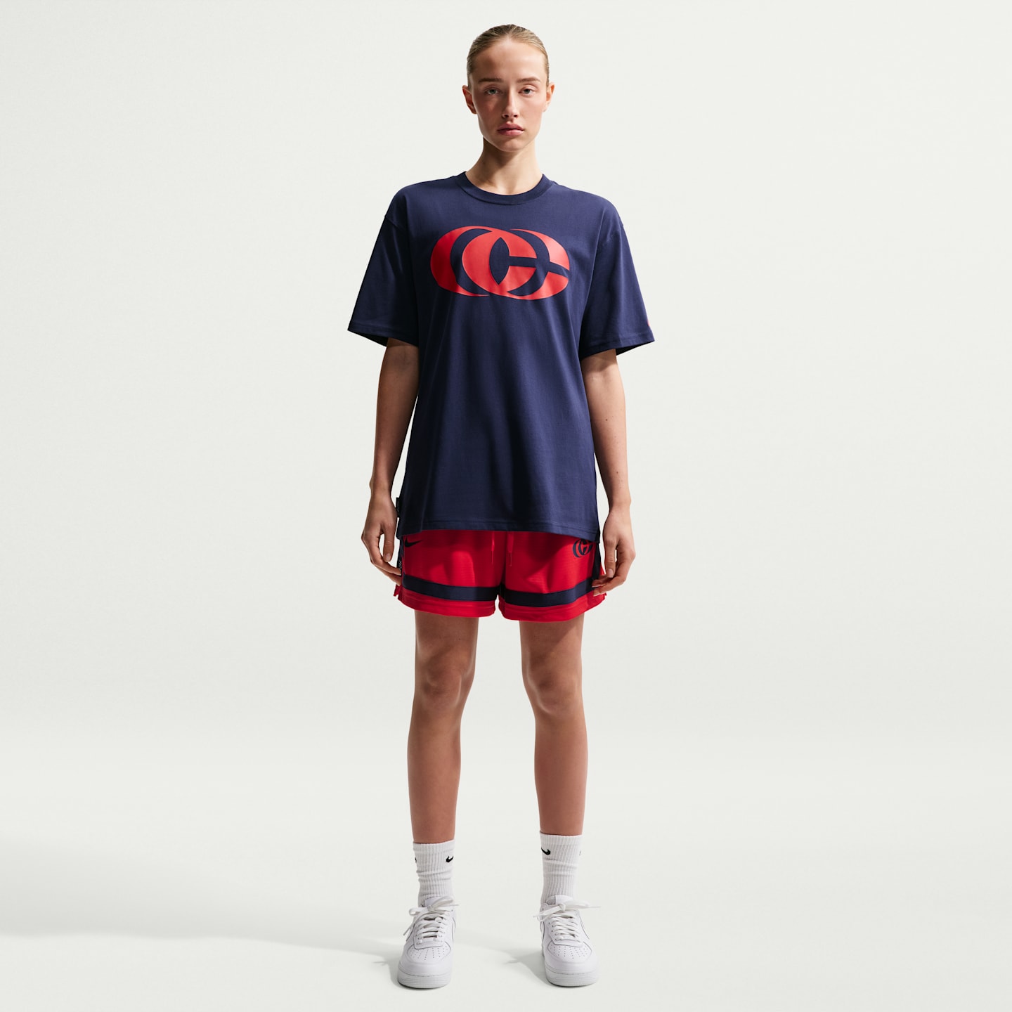 Женские баскетбольные шорты 5" Nike Caitlin Clark Crossover Dri-FIT, цвет: Красный / Тёмно-синий — фото 1