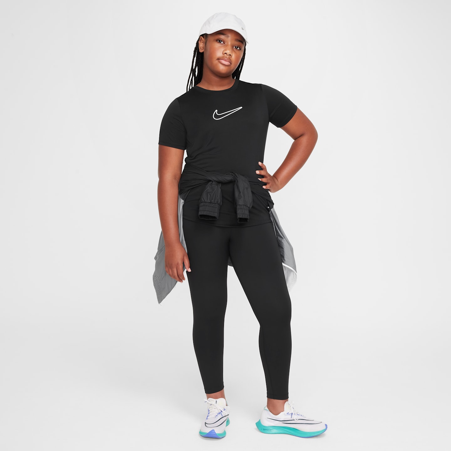 Детский тренировочный топ для девочек Nike One Dri-FIT, увеличенный размер, цвет: Чёрный / Белый — фото 4