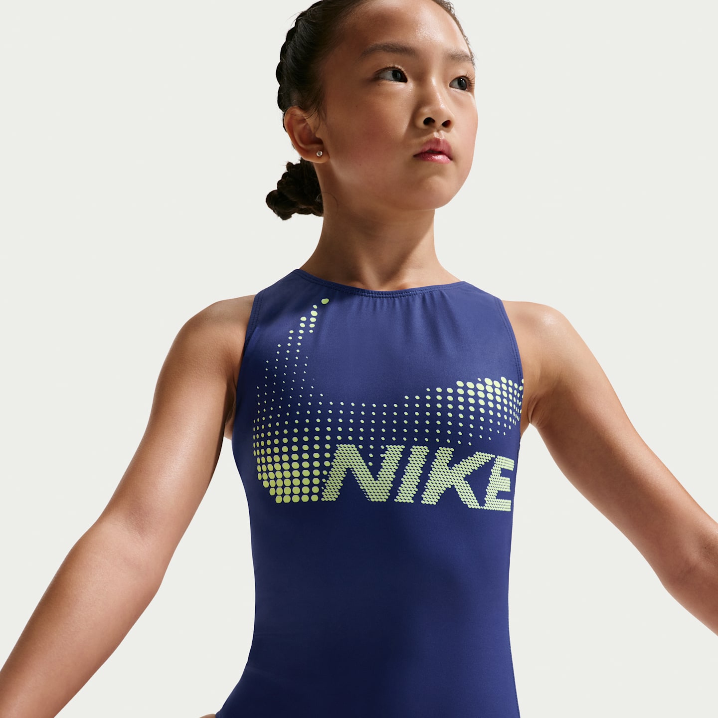 Женский топ Nike Gymnastics Pixel Swoosh Leotard, цвет: Тёмно-синий — фото 2