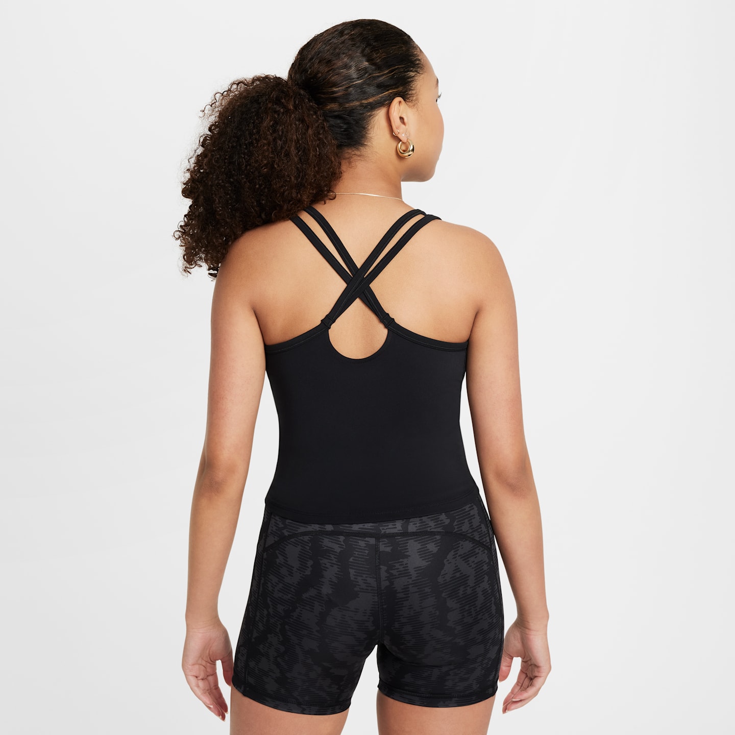 Детская приталенная майка для девочек Nike One Dri-FIT, цвет: Чёрный / Белый — фото 2