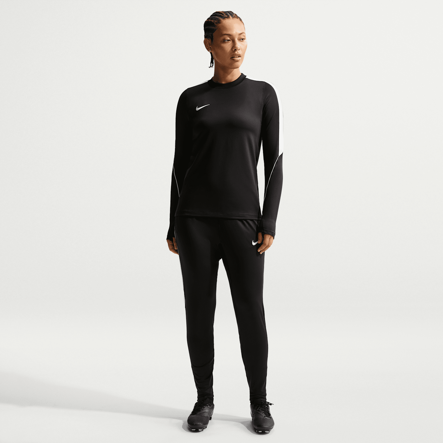 Женский топ Nike Strike Dri-FIT Soccer Crew-Neck Top, цвет: Чёрный / Белый — фото 4