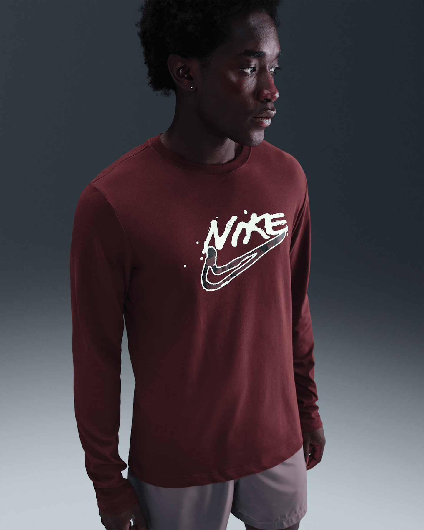 Мужской топ Nike Dri-FIT Long-Sleeve Top, цвет: Тёмный красный — фото 6