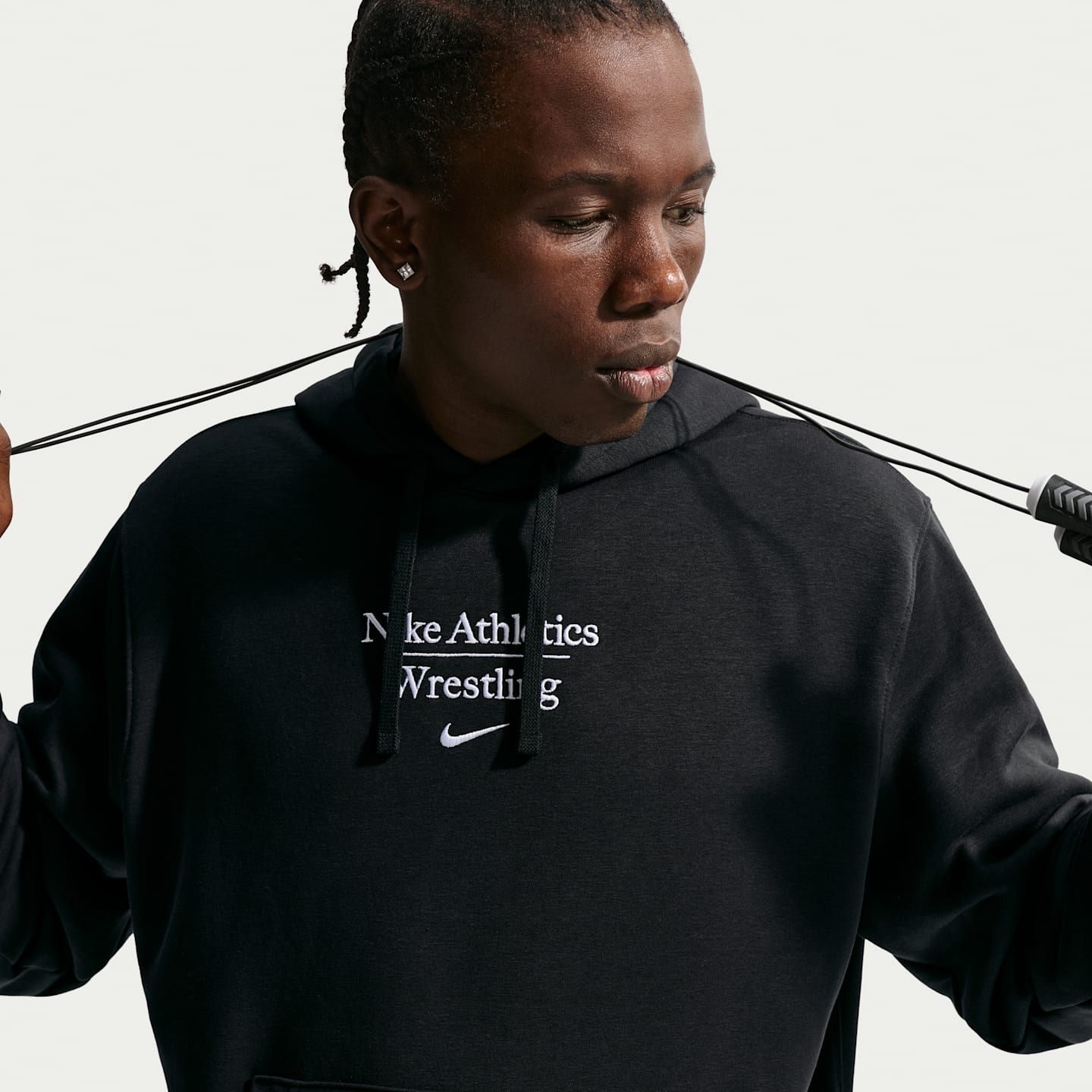 Мужское борцовское худи-пуловер Nike, цвет: Чёрный — фото 3