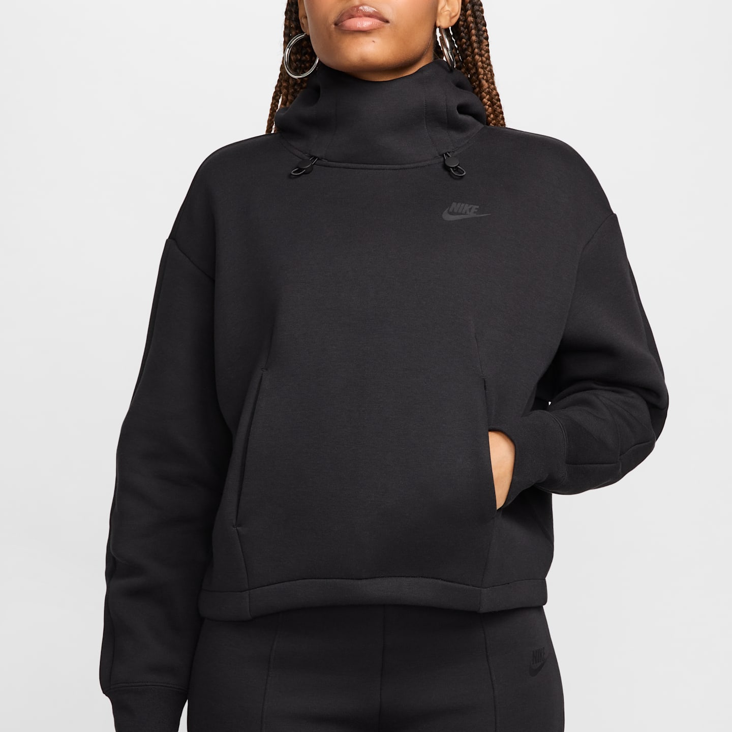 Женское худи Nike Sportswear Tech Fleece оверсайз, цвет: Чёрный — фото 5