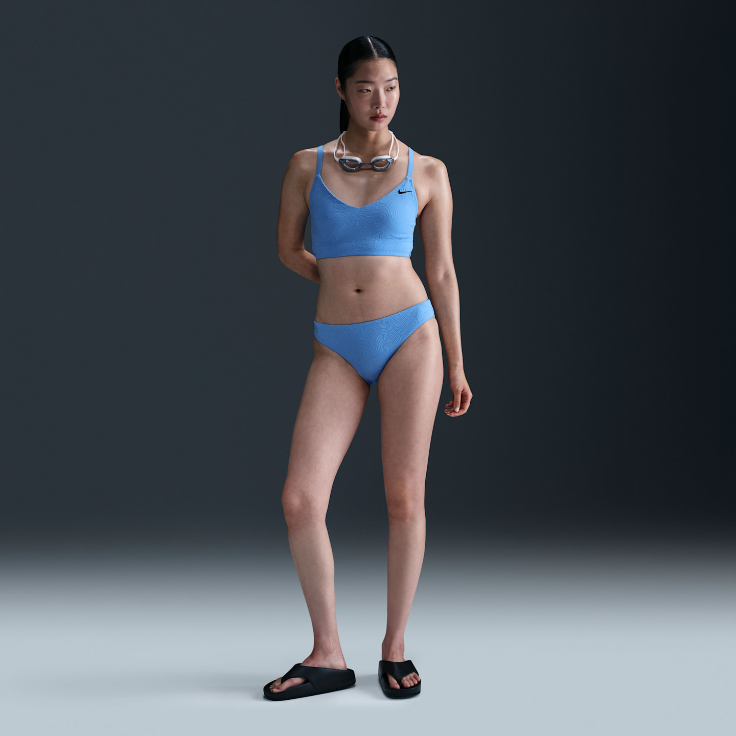 Купальник Midkini, V-образный вырез — Nike, цвет: Синий — фото 4