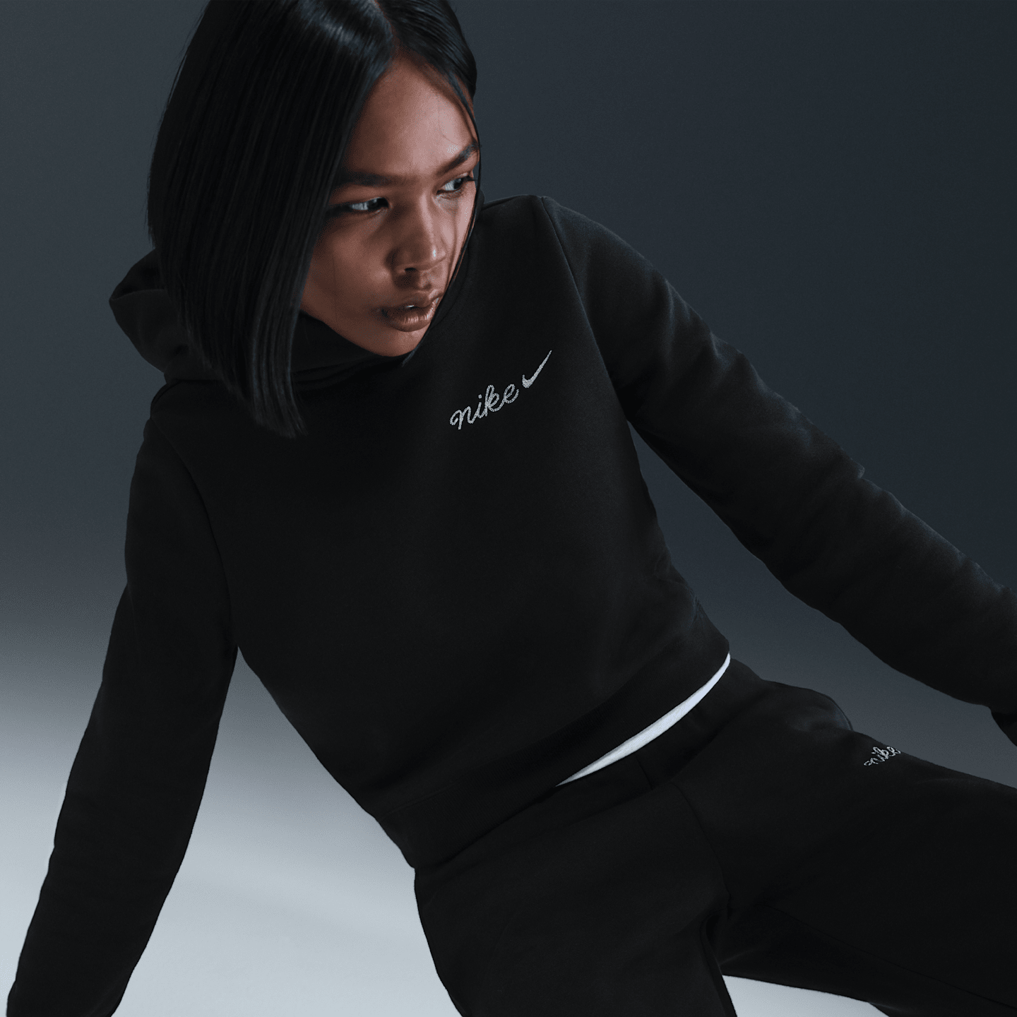 Женское худи Nike Sportswear Phoenix Fleece Shrunken, цвет: Чёрный — фото 3